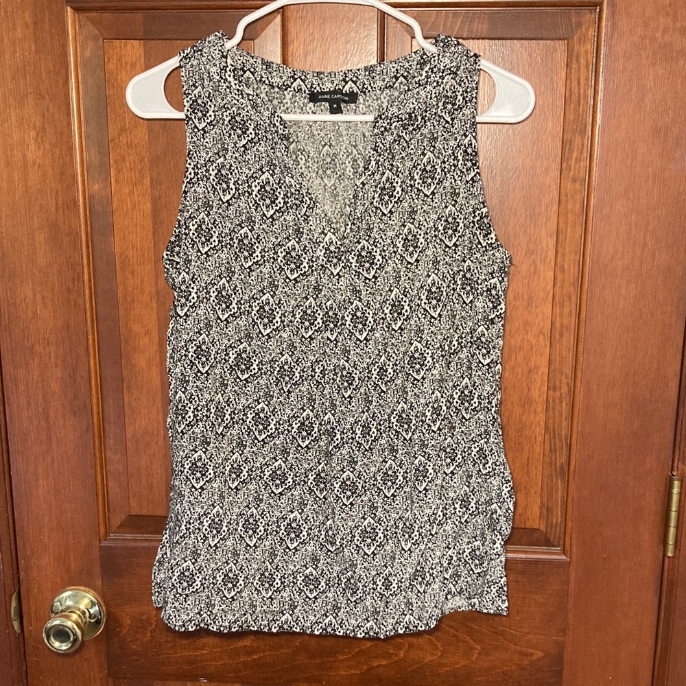 Anne Carson Monochrome Patterned Black and White Blouse